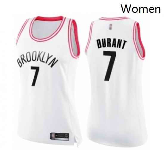 Womens Brooklyn Nets 7 Kevin Durant Swingman White Pink Fashion Basketball Jersey